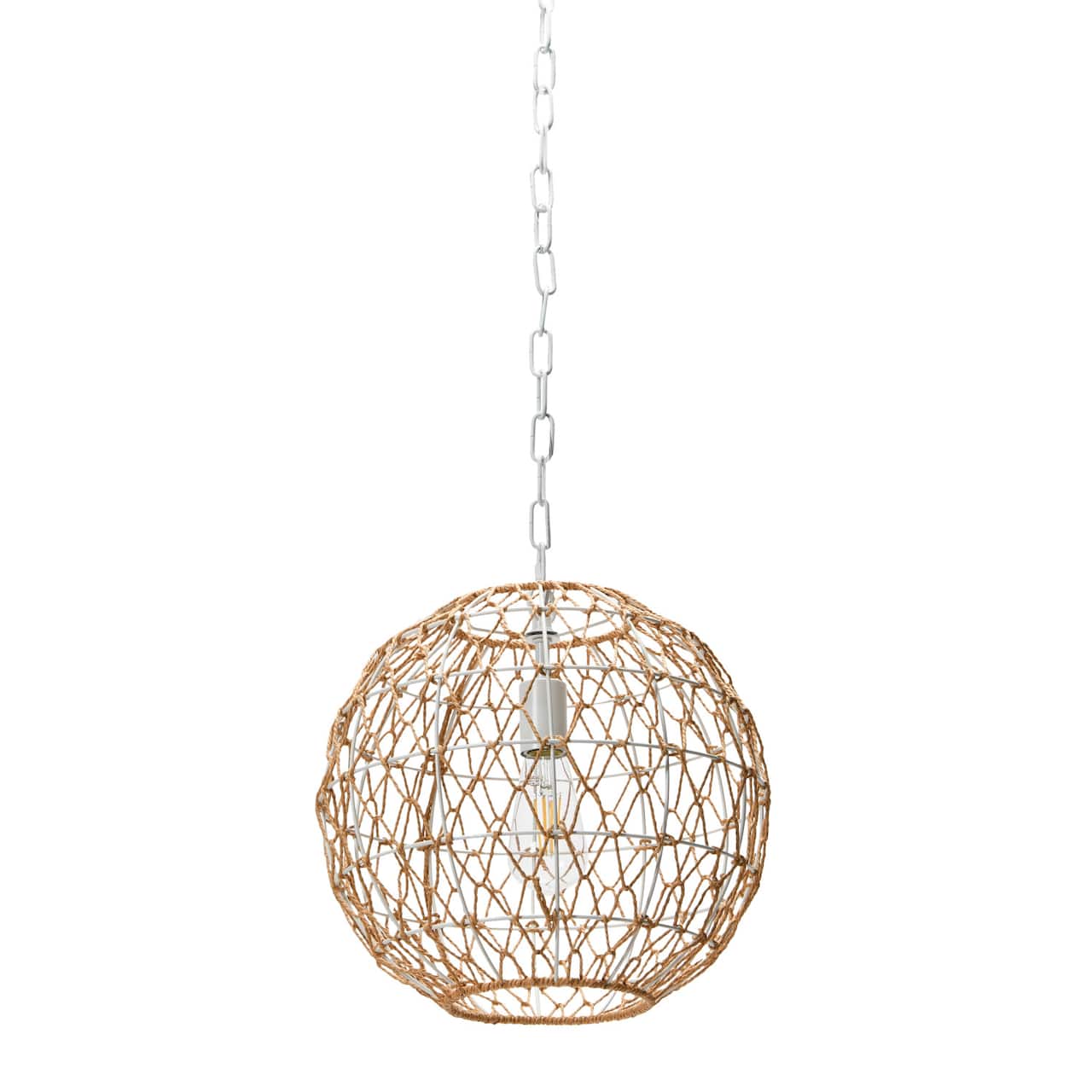 Hello Honey® Robert Stevenson Lighting Alaina 14" Natural Paper Rope & Metal Ceiling Light